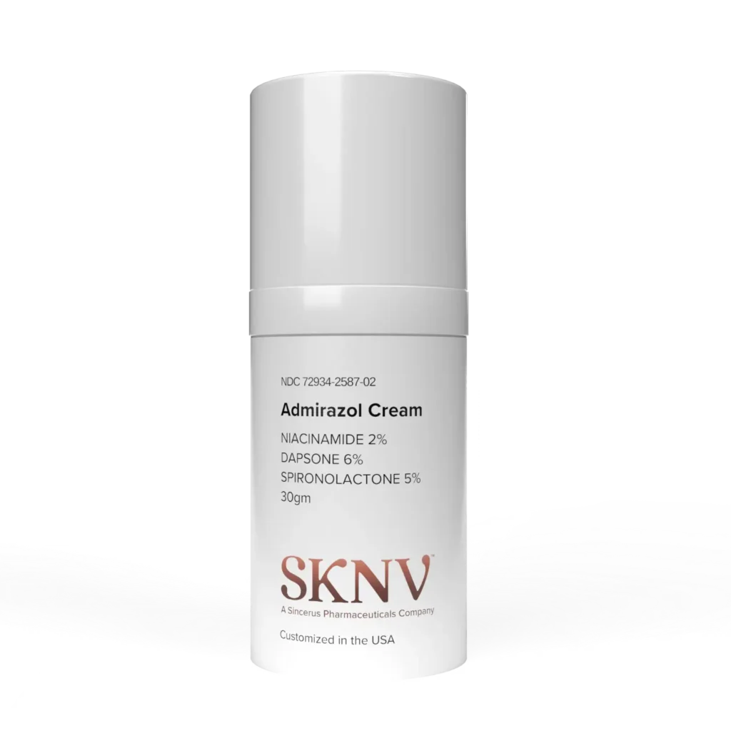 Admirazol Cream 30ml airless pump – Dapsone 6% Niacinamide 2% Spironolactone 5% compounded by SKNV Pharmacy